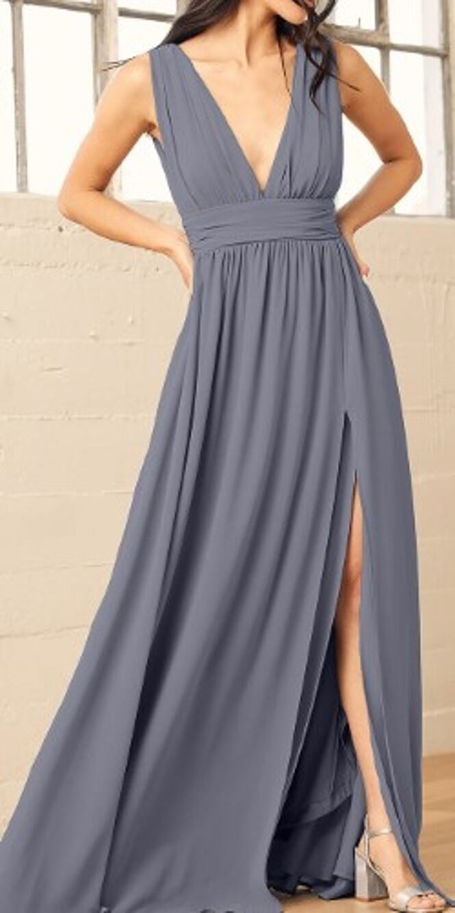 LULU'S L Heavenly Hues Denim Blue Maxi Party Bridesmaid Dress NEW B55